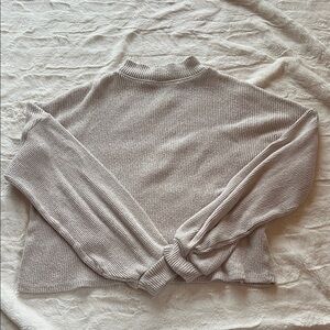 SO Women's Ribbed Cowl Neck Sweater in Beige